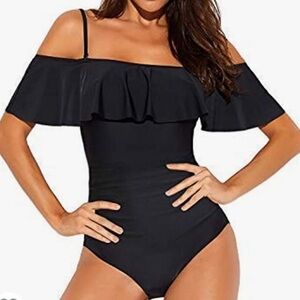VENUS Black Off-Shoulder One Piece Swimsuit